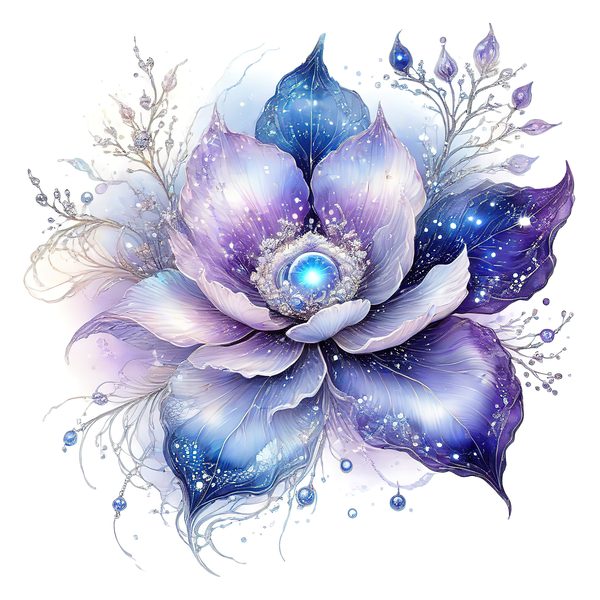 Watercolor Lotus Clipart: Iridescent Floral Set (JPG & PNG, Commercial Use) — image 7