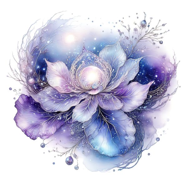 Watercolor Lotus Clipart: Iridescent Floral Set (JPG & PNG, Commercial Use) — image 8