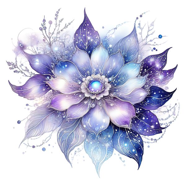 Watercolor Lotus Clipart: Iridescent Floral Set (JPG & PNG, Commercial Use) — image 9