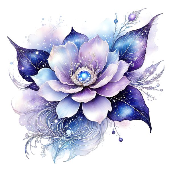 Watercolor Lotus Clipart: Iridescent Floral Set (JPG & PNG, Commercial Use) — image 10