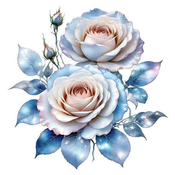 Watercolor Blue Roses Clipart: Iridescent Floral PNG JPG (Commercial Use) — image 2