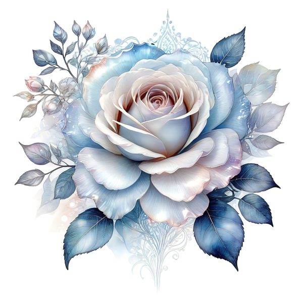 Watercolor Blue Roses Clipart: Iridescent Floral PNG JPG (Commercial Use) — image 4