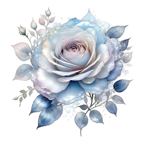 Watercolor Blue Roses Clipart: Iridescent Floral PNG JPG (Commercial Use) — image 5