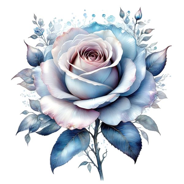 Watercolor Blue Roses Clipart: Iridescent Floral PNG JPG (Commercial Use) — image 7