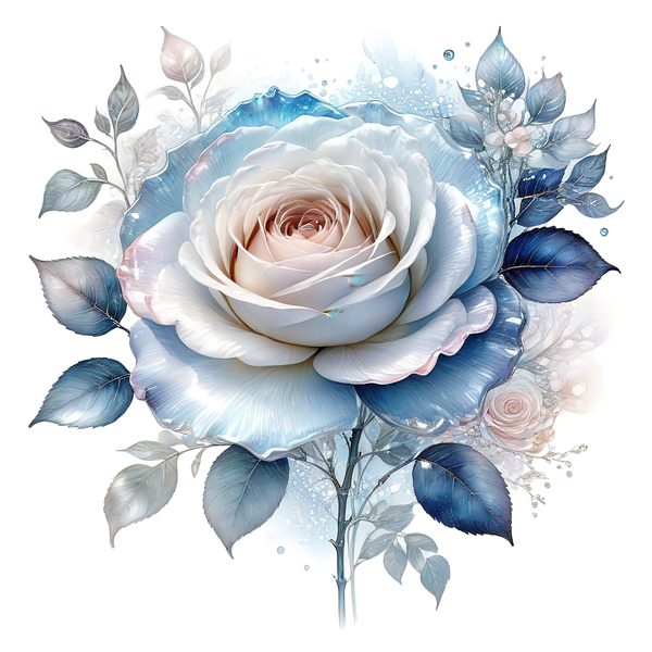 Watercolor Blue Roses Clipart: Iridescent Floral PNG JPG (Commercial Use) — image 8