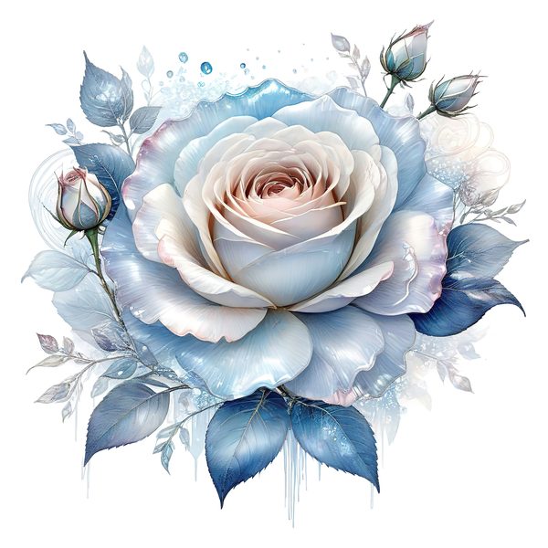 Watercolor Blue Roses Clipart: Iridescent Floral PNG JPG (Commercial Use) — image 10