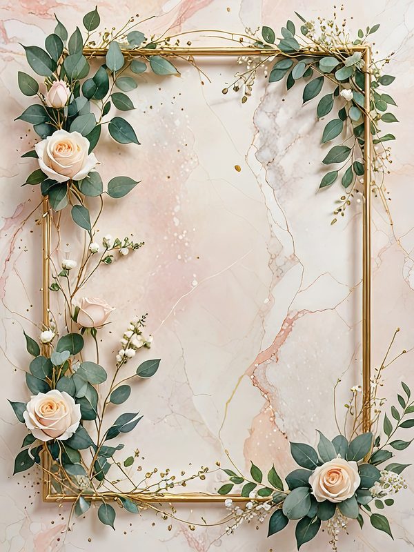 Watercolor Floral Frames: Blush Rose Pastel Designs (JPG Digital Download) — image 1