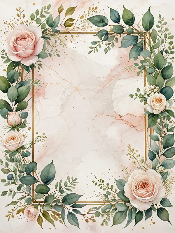 Watercolor Floral Frames: Blush Rose Pastel Designs (JPG Digital Download) — image 2