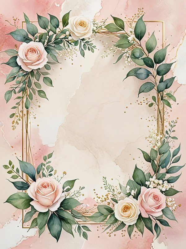 Watercolor Floral Frames: Blush Rose Pastel Designs (JPG Digital Download) — image 3