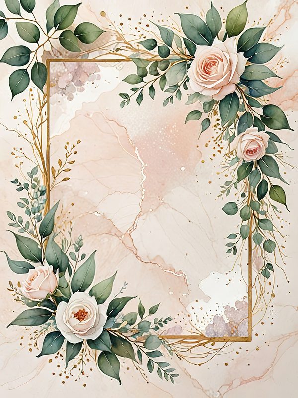 Watercolor Floral Frames: Blush Rose Pastel Designs (JPG Digital Download) — image 4