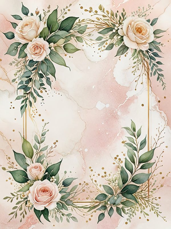 Watercolor Floral Frames: Blush Rose Pastel Designs (JPG Digital Download) — image 6
