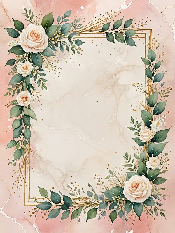 Watercolor Floral Frames: Blush Rose Pastel Designs (JPG Digital Download) — image 7