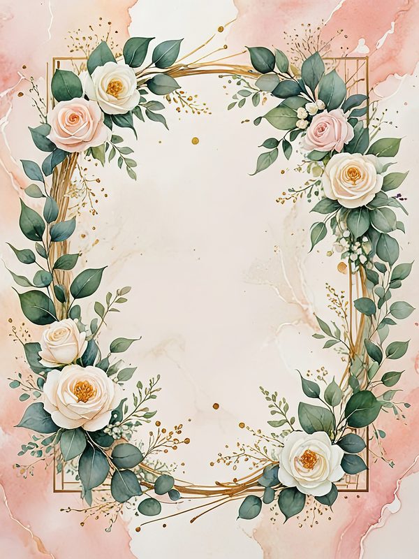 Watercolor Floral Frames: Blush Rose Pastel Designs (JPG Digital Download) — image 9