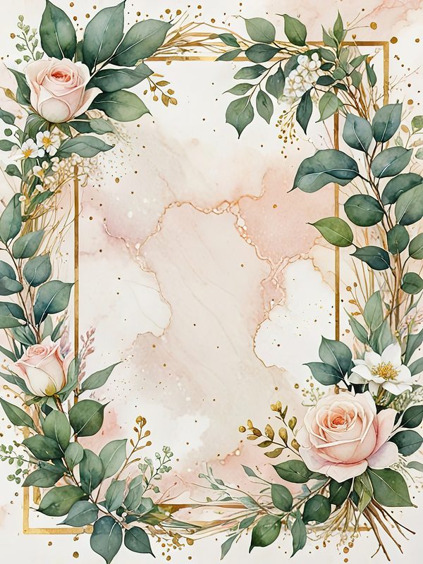 Watercolor Floral Frames: Blush Rose Pastel Designs (JPG Digital Download) — image 10