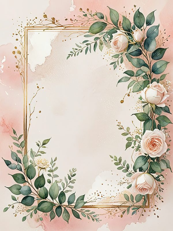 Watercolor Floral Frames: Blush Rose Pastel Designs (JPG Digital Download) — image 11