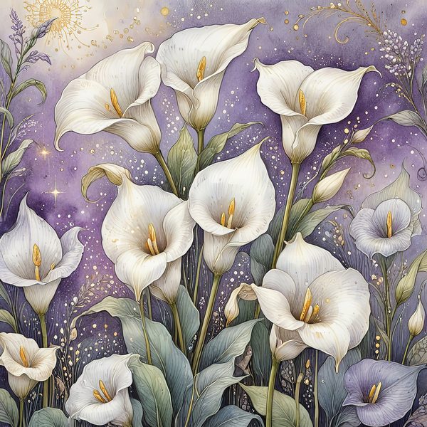 Watercolor Calla Lilies Digital Paper: Elegant White & Gold (10 JPGs) — image 4