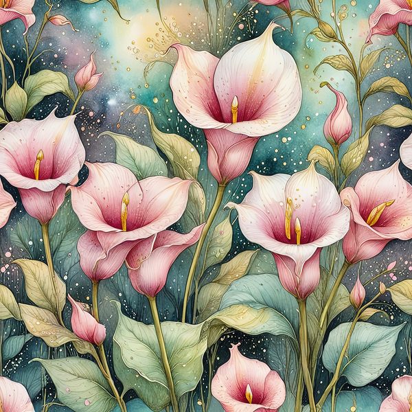 Watercolor Calla Lilies with Dreamy Background Digital Paper Set in Soft Pink & Teal Tones, 10 JPGs, Perfect for Scrapbooking, Card Making — image 8
