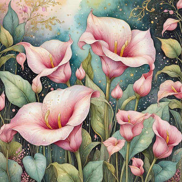 Watercolor Calla Lilies with Dreamy Background Digital Paper Set in Soft Pink & Teal Tones, 10 JPGs, Perfect for Scrapbooking, Card Making — image 10