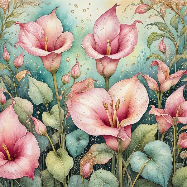 Watercolor Calla Lilies with Dreamy Background Digital Paper Set in Soft Pink & Teal Tones, 10 JPGs, Perfect for Scrapbooking, Card Making — image 11