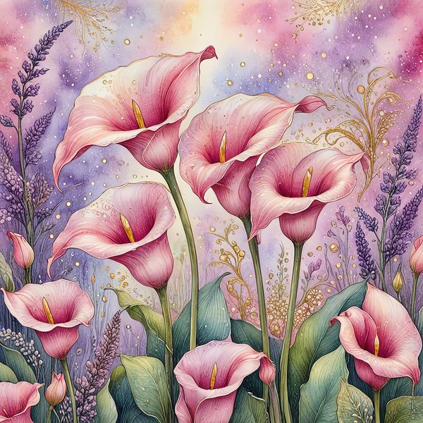 Watercolor Calla Lilies with Soft Purple Hues Digital Paper Set in Pink & Lavender Tones, 10 JPGs, Perfect for Scrapbooking, Card Making, — image 2