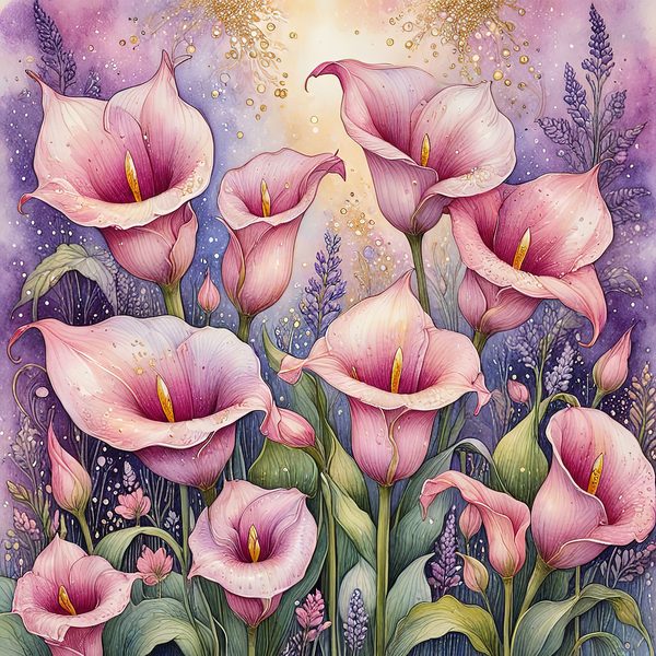 Watercolor Calla Lilies with Soft Purple Hues Digital Paper Set in Pink & Lavender Tones, 10 JPGs, Perfect for Scrapbooking, Card Making, — image 3
