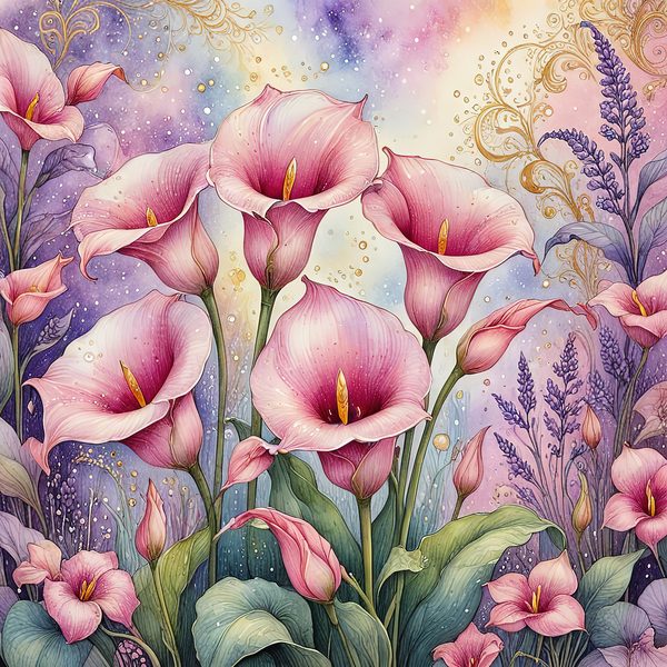 Watercolor Calla Lilies with Soft Purple Hues Digital Paper Set in Pink & Lavender Tones, 10 JPGs, Perfect for Scrapbooking, Card Making, — image 4