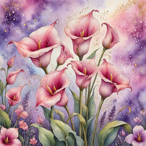 Watercolor Calla Lilies with Soft Purple Hues Digital Paper Set in Pink & Lavender Tones, 10 JPGs, Perfect for Scrapbooking, Card Making, — image 5