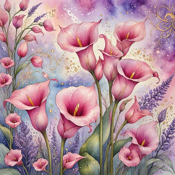 Watercolor Calla Lilies with Soft Purple Hues Digital Paper Set in Pink & Lavender Tones, 10 JPGs, Perfect for Scrapbooking, Card Making, — image 6