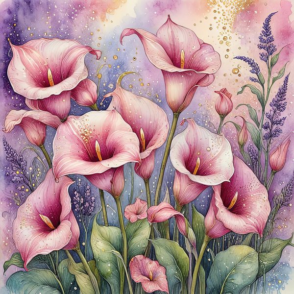 Watercolor Calla Lilies with Soft Purple Hues Digital Paper Set in Pink & Lavender Tones, 10 JPGs, Perfect for Scrapbooking, Card Making, — image 7