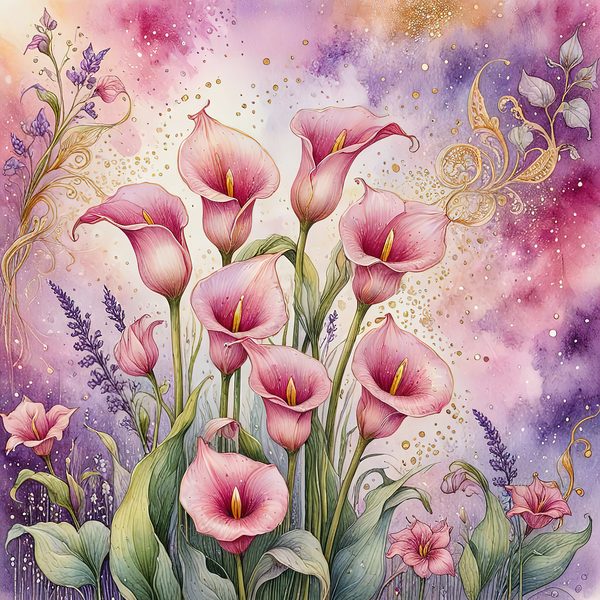 Watercolor Calla Lilies with Soft Purple Hues Digital Paper Set in Pink & Lavender Tones, 10 JPGs, Perfect for Scrapbooking, Card Making, — image 8