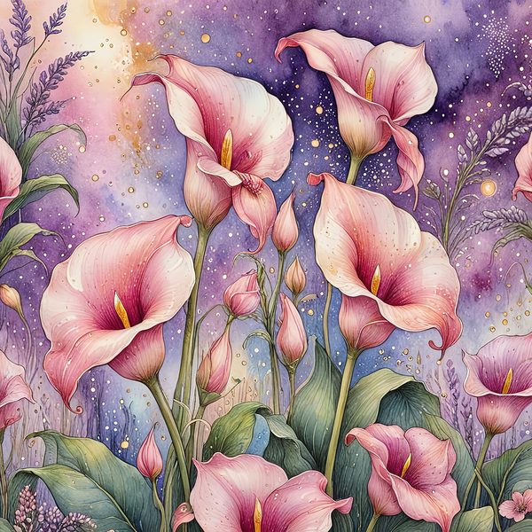 Watercolor Calla Lilies with Soft Purple Hues Digital Paper Set in Pink & Lavender Tones, 10 JPGs, Perfect for Scrapbooking, Card Making, — image 9
