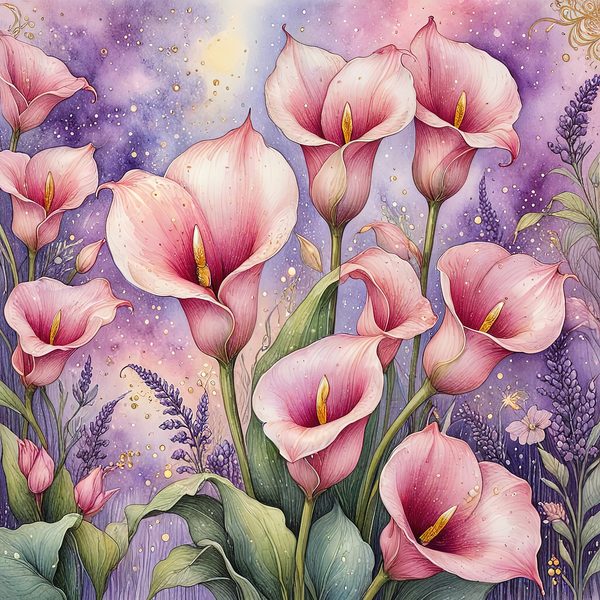 Watercolor Calla Lilies with Soft Purple Hues Digital Paper Set in Pink & Lavender Tones, 10 JPGs, Perfect for Scrapbooking, Card Making, — image 10