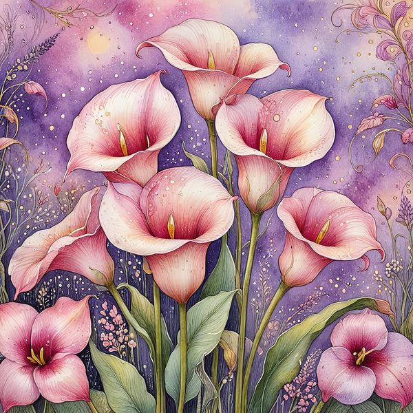 Watercolor Calla Lilies with Soft Purple Hues Digital Paper Set in Pink & Lavender Tones, 10 JPGs, Perfect for Scrapbooking, Card Making, — image 11