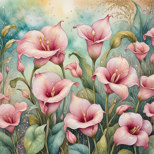 Watercolor Calla Lilies with Soft Hues Digital Paper Set in Pastel Pink & Green, Perfect for Scrapbooking, 10 JPGs, Commercial Use — image 12