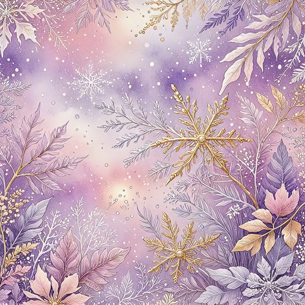 Watercolor Lilac Snowflakes Digital Paper Set (10 JPGs) — image 1