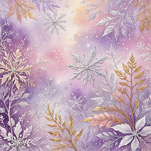 Watercolor Lilac Snowflakes Digital Paper Set (10 JPGs) — image 2