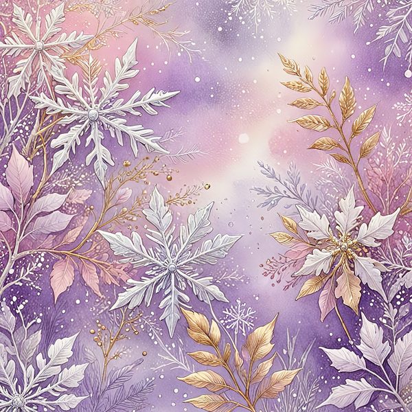 Watercolor Lilac Snowflakes Digital Paper Set (10 JPGs) — image 3