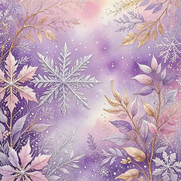 Watercolor Lilac Snowflakes Digital Paper Set (10 JPGs) — image 4