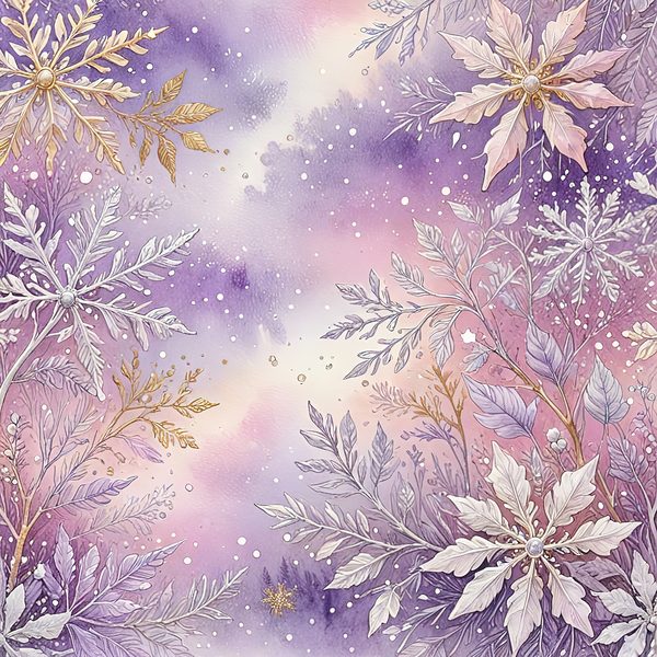 Watercolor Lilac Snowflakes Digital Paper Set (10 JPGs) — image 6