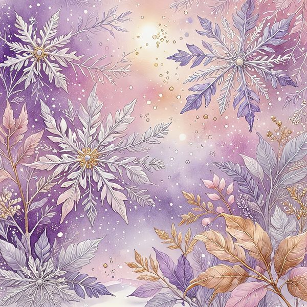 Watercolor Lilac Snowflakes Digital Paper Set (10 JPGs) — image 7