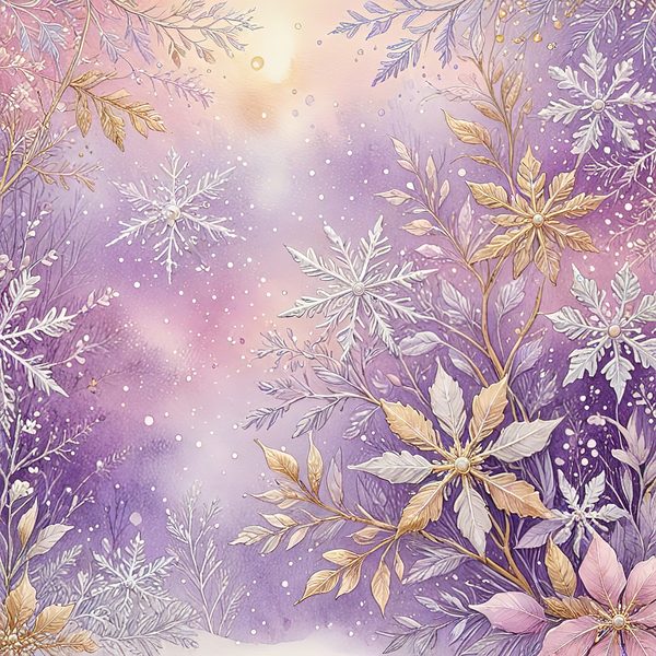 Watercolor Lilac Snowflakes Digital Paper Set (10 JPGs) — image 8