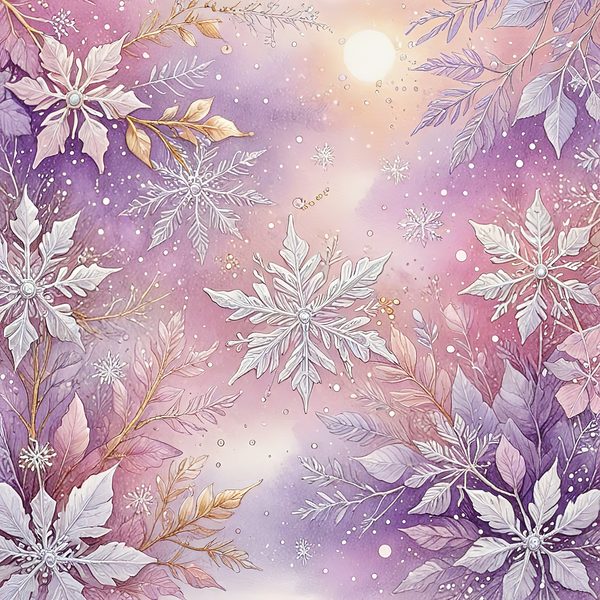 Watercolor Lilac Snowflakes Digital Paper Set (10 JPGs) — image 9