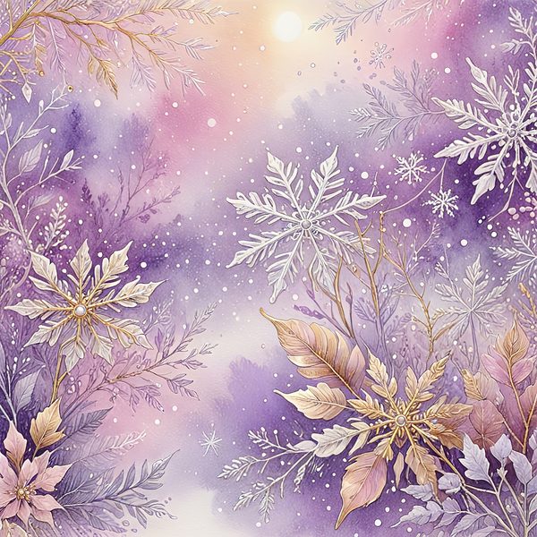 Watercolor Lilac Snowflakes Digital Paper Set (10 JPGs) — image 10