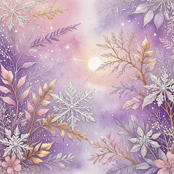 Watercolor Lilac Snowflakes Digital Paper Set (10 JPGs) — image 11