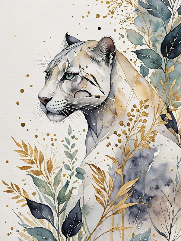 Watercolor Snow Leopard Floral Digital Paper Set (JPGs) — image 3