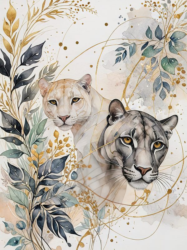 Watercolor Snow Leopard Floral Digital Paper Set (JPGs) — image 4