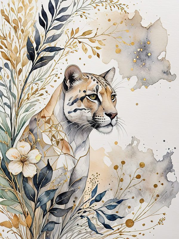Watercolor Snow Leopard Floral Digital Paper Set (JPGs) — image 6
