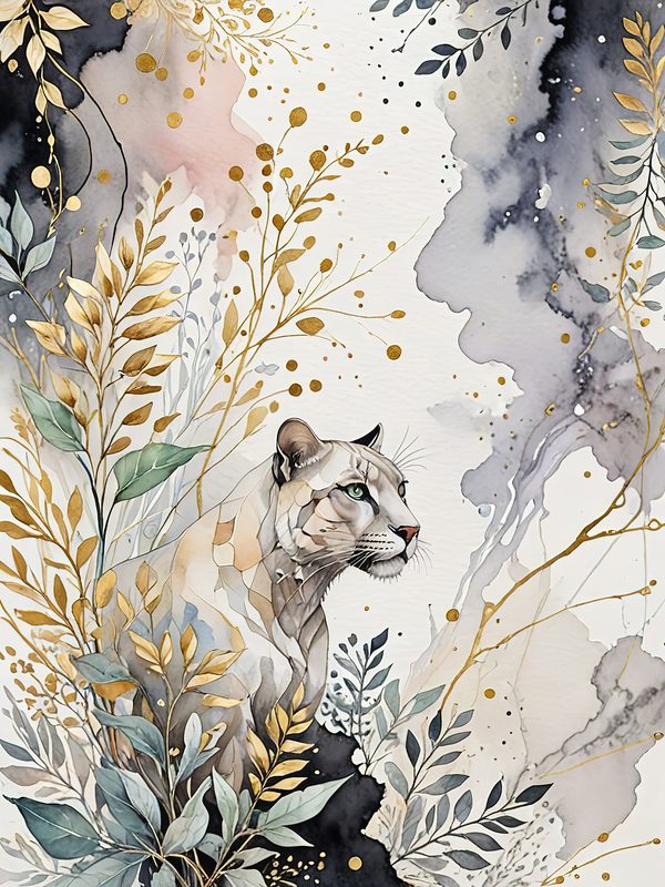 Watercolor Snow Leopard Floral Digital Paper Set (JPGs) — image 7
