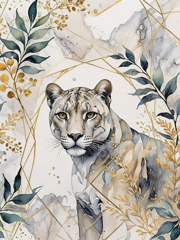 Watercolor Snow Leopard Floral Digital Paper Set (JPGs) — image 8