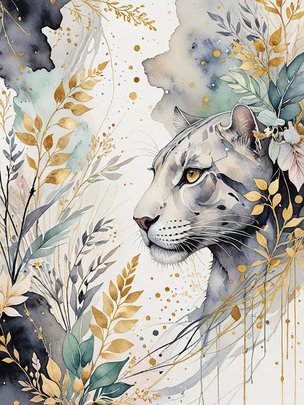Watercolor Snow Leopard Floral Digital Paper Set (JPGs) — image 10